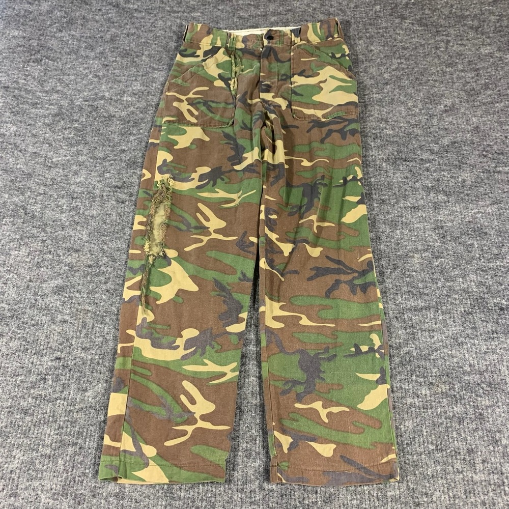 VTG Kmart Pants Mens S 28x29 Camo Distressed Woodland Military Streetwear 90s